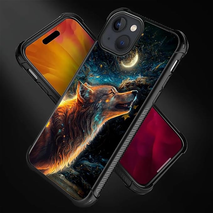 for iPhone 15 Plus Case, Star Cave Hungry Wolf Pattern Graphic Design Girl Boy - Image 4
