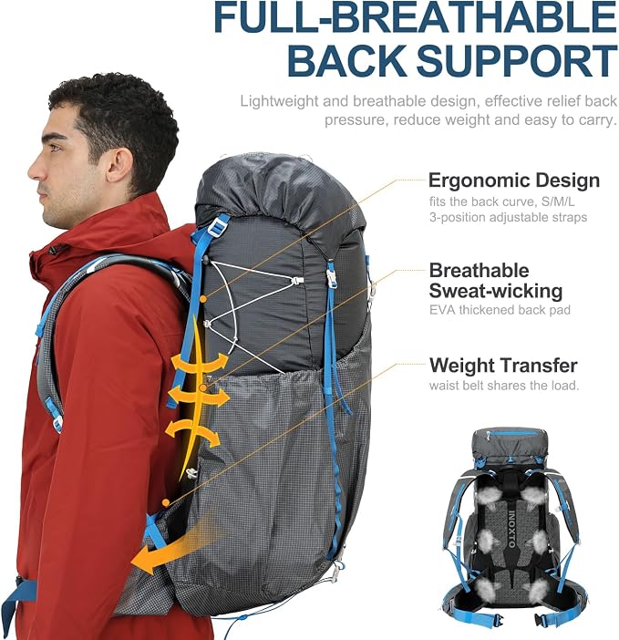 IX INOXTO 55L Internal Frame Waterproof Hiking Camping Backpack - Image 3