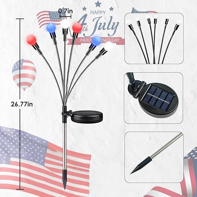 OZS 6 Pack Solar American Flag Lights - Image 5