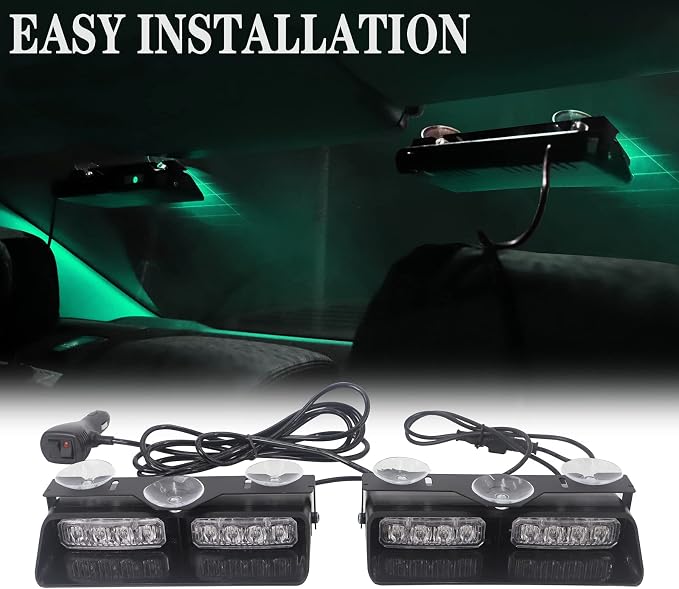 XRIDONSEN 2 in 1 Green Emergency Lights Dash Strobe Lights Interior Windshield - Image 4