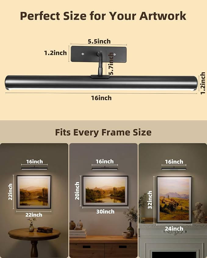 EZVALO Picture Lights for Wall, 16in Rechargeable 6000mAh Battery Operated - Image 4