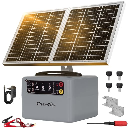 30 Miles/48km Solar Electric Fence Charger, 15W Solar Powered Fencer by LEOMAUNYX