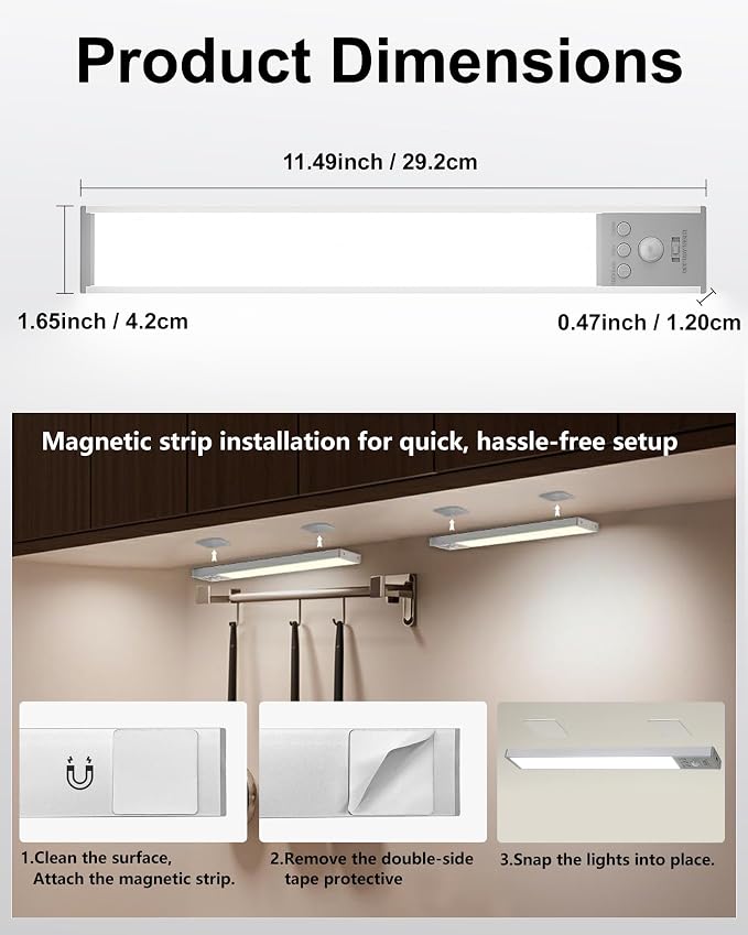 SZOKLED Under Cabinet Lighting Motion Sensor, 111-LED Magnetic Wireless Closet - Image 7