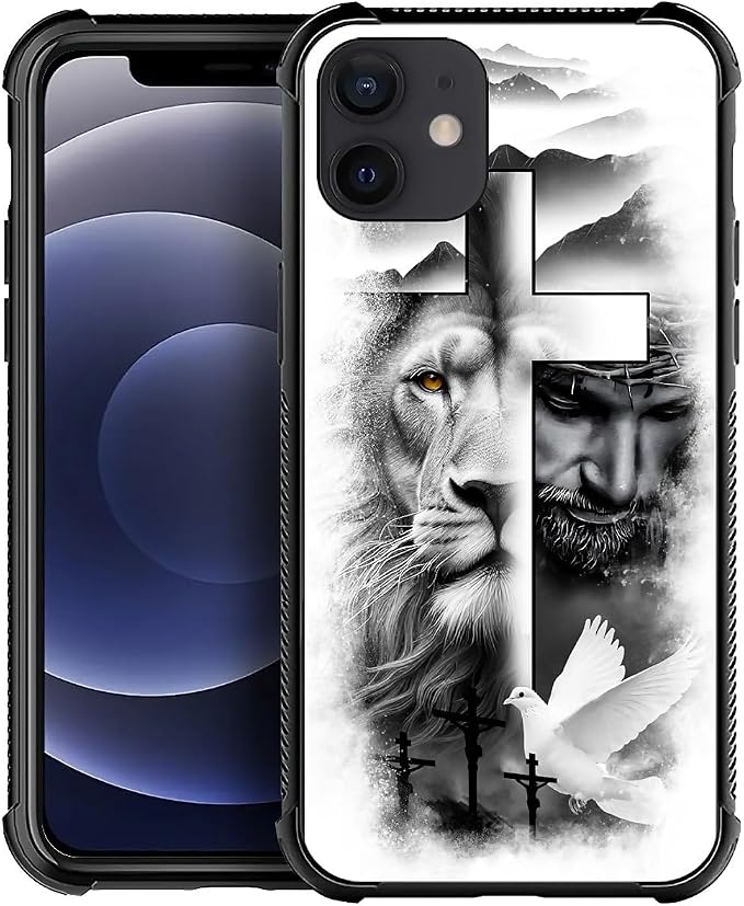 for iPhone 11 Case, Lion Cross Jesus Christ Dove Pattern Graphic Design Girl by FKBRCL4U