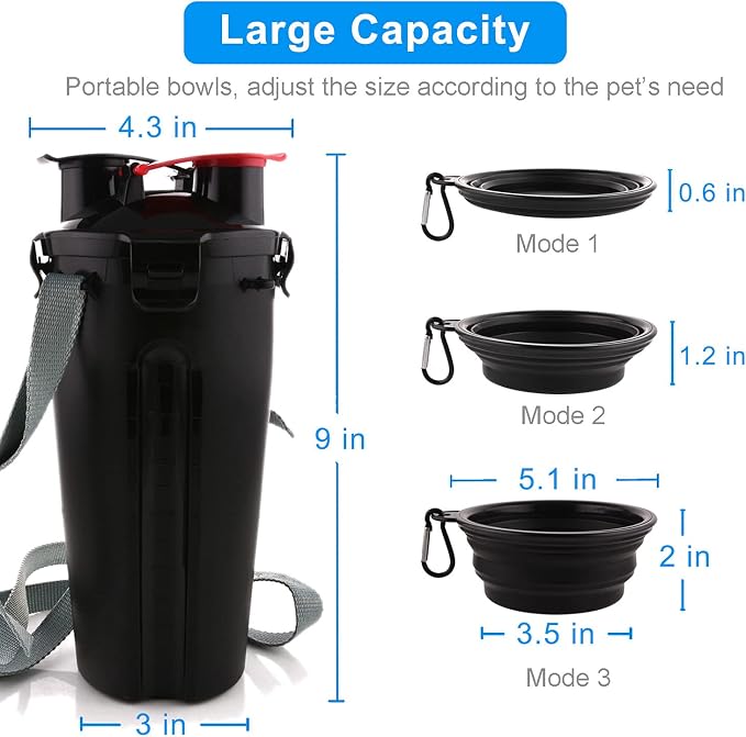 Dog Travel Water Bottle Collapsible Bowls, 2 in 1 Pet Food Container - Image 6