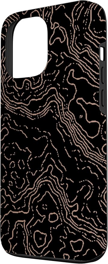 Topography Black & Brown Abstract Pattern Topographic Map Case - Image 2