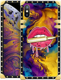 Compatible with iPhone Xs Max Case, Cool Corlorful Lip Marble Luxury Golden by Unknown