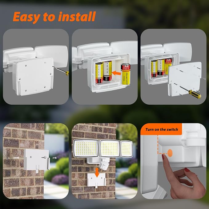 AIXPI Battery Powered Motion Sensor Outdoor Lights, 1500LM Flood Light IP65 - Image 6