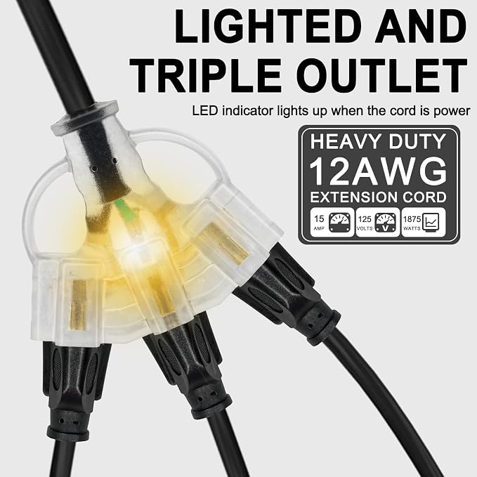 15FT 12/3 Outdoor Extension Cord - Image 3