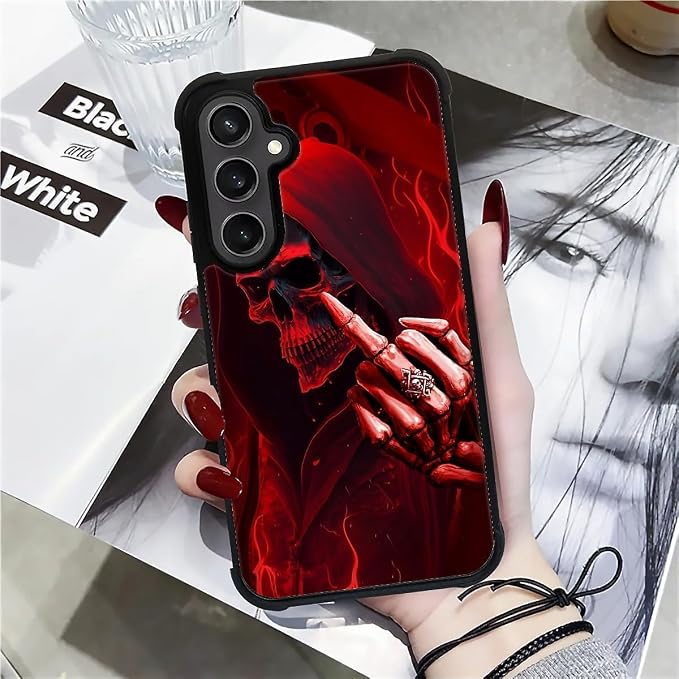 for Samsung Galaxy S23 FE Case, Gestures Funny Skull Pattern Graphic Design - Image 6