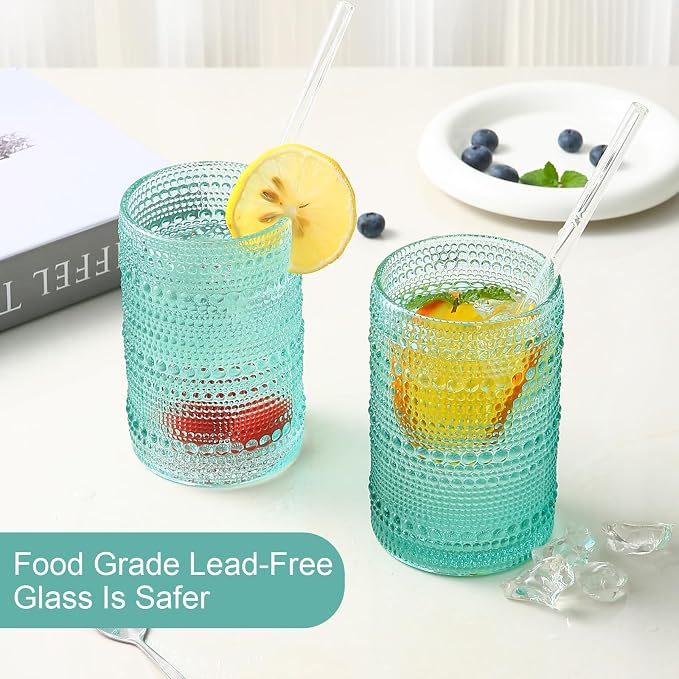 ZMOWIPDL Vintage Glassware Drinking Glasses Set of 6, 15 oz Hobnail Glass Cups - Image 4