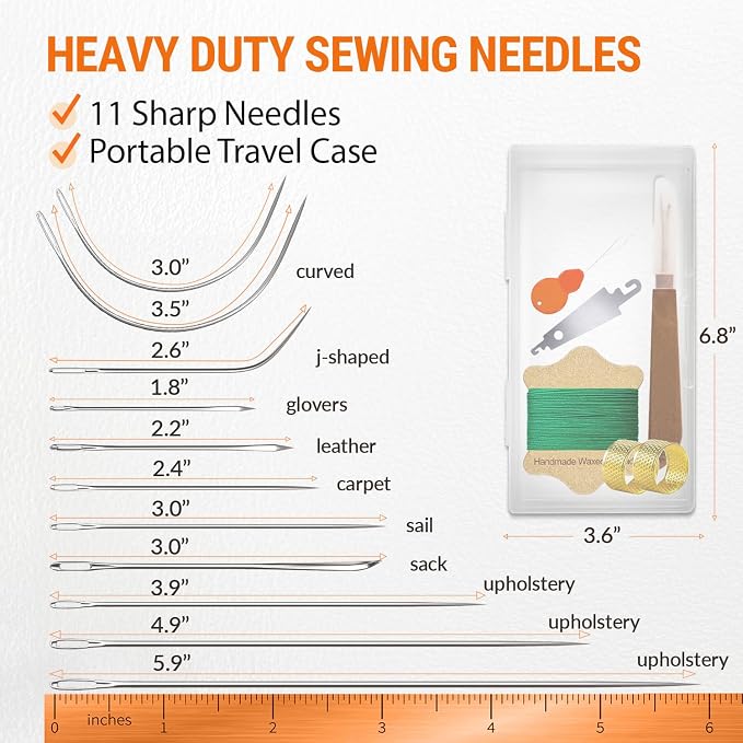 VONEEDL Upholstery Repair Kit: Waxed Sewing Thread & Heavy Duty Needles - Image 4