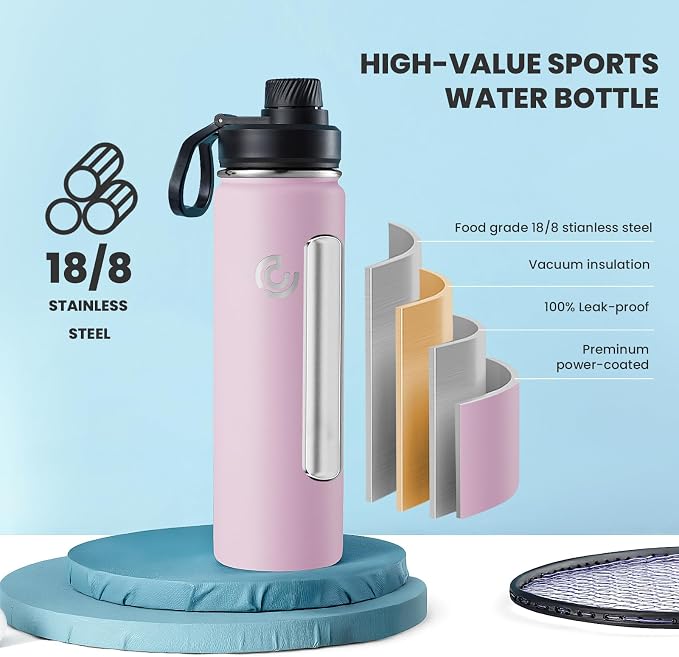 Sports Water Bottle 22oz, Insulated Water Bottle - Image 3