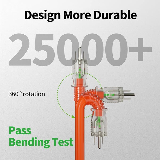 POWGRN 75 ft 12/3 Outdoor Extension Cord Waterproof Heavy Duty - Image 3