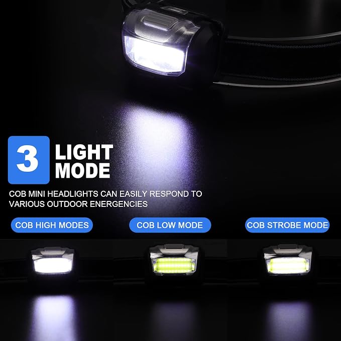 Macarrie LED Headlamps IPX4 Waterproof 3 Modes Headlamp Flashlight Bright Head - Image 3