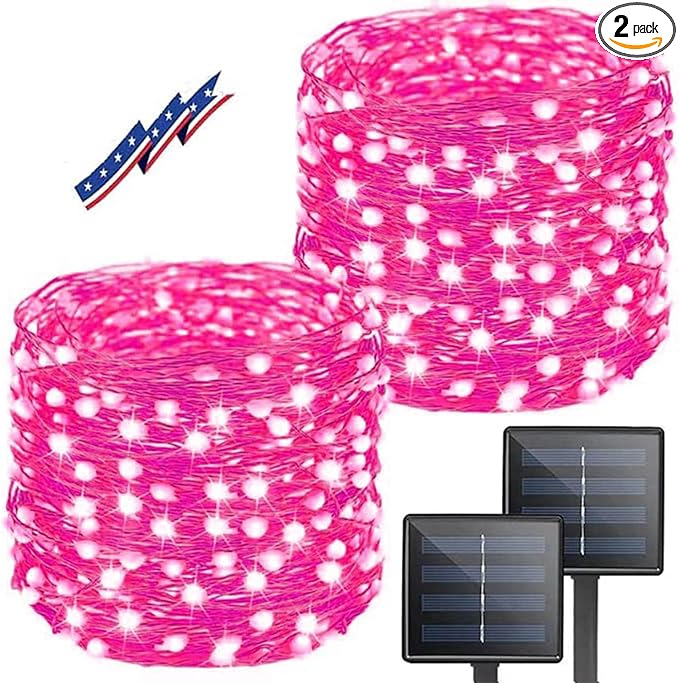 Solar Pink Valentine String Lights Outdoor by BHCLIGHT