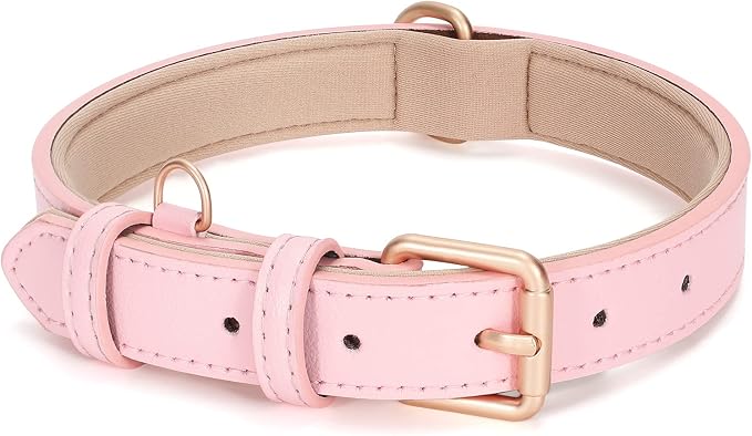 WHIPPY Leather Dog Collar for Small Medium Large Dog Adjustable Soft Breathable by WHIPPY