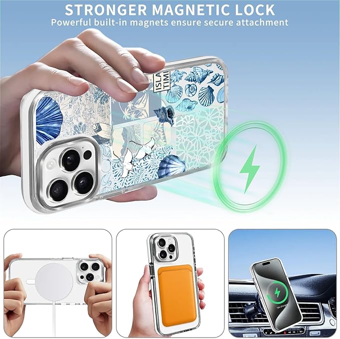 Case for iPhone 14 Pro, Sea Life Ocean Waves Seashell Collage Phone Case - Image 3