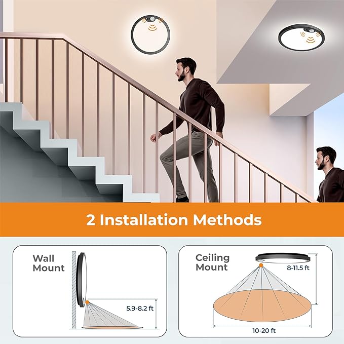 BLNAN Motion Sensor Ceiling Light Wired, 12 Inch 3000K 4000K 5000K Selectable - Image 6