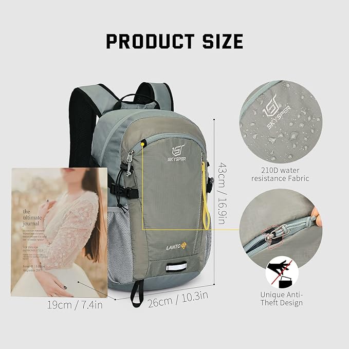 SKYSPER Small Hiking Backpack, 20L Lightweight Travel Backpacks Hiking Daypack - Image 5