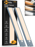 Gritin 10.2inch Under Cabinet Lighting Rechargeable 2 Pack- 3 Color Temps&5 by Gritin