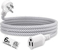 16 Gauge Braided Extension Cord 6 FT, 16/3 Flat Plug Power Cord Indoor by Seeklyze