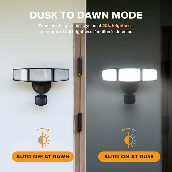 LUTEC 2 Pack 72W 7500LM LED Security Lights Motion Sensor Light Outdoor - Image 5