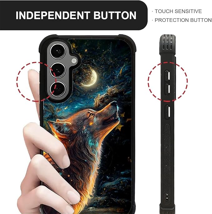 for Samsung Galaxy S24 S25 Plus Case, Star Cave Hungry Wolf Pattern Graphic - Image 6