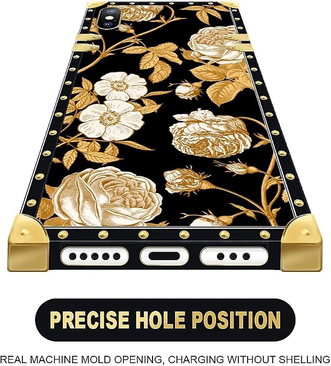 Compatible with iPhone XR Case, Blooming Rose Golden Flower Luxury Golden - Image 5