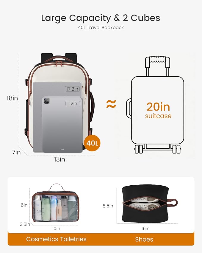 LOVEVOOK Travel Backpack for Women, 42L Airline Approved Carry On Backpack - Image 5