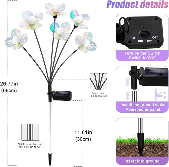 NBQQ Solar Garden Lights Outdoor, Swaying Light Waterproof Solar Lights Outdoor - Image 4