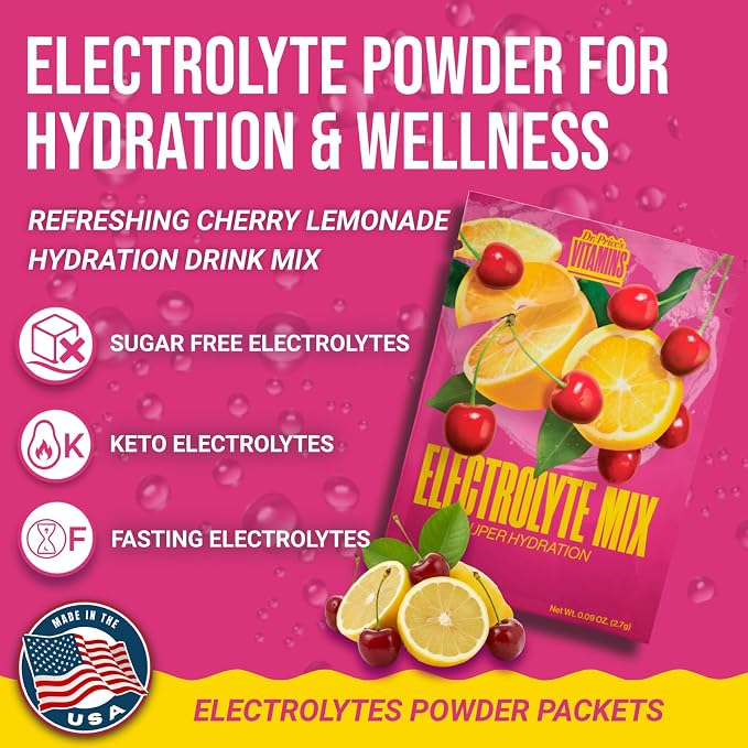 Dr. Price’s Electrolytes Hydration Powder Packets – Cherry Lemonade, 30 Packs | - Image 2