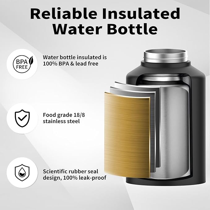 WATERSY 1 Gallon Water Bottle Insulated, BPA Free&Leak Proof, 128oz Stainless - Image 3