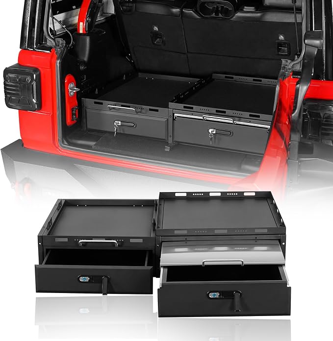 Hooke Road JK JL Trunk Cargo Storage Drawer System & Fridge Slide Mount & by HookeRoad