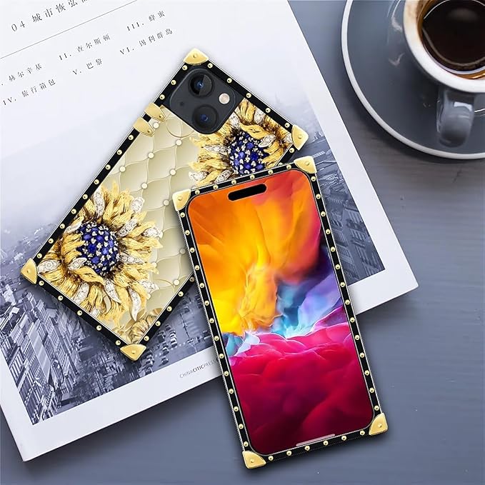Compatible with iPhone 15 Case, Sunflower Diamonds Leather Luxury Golden - Image 6