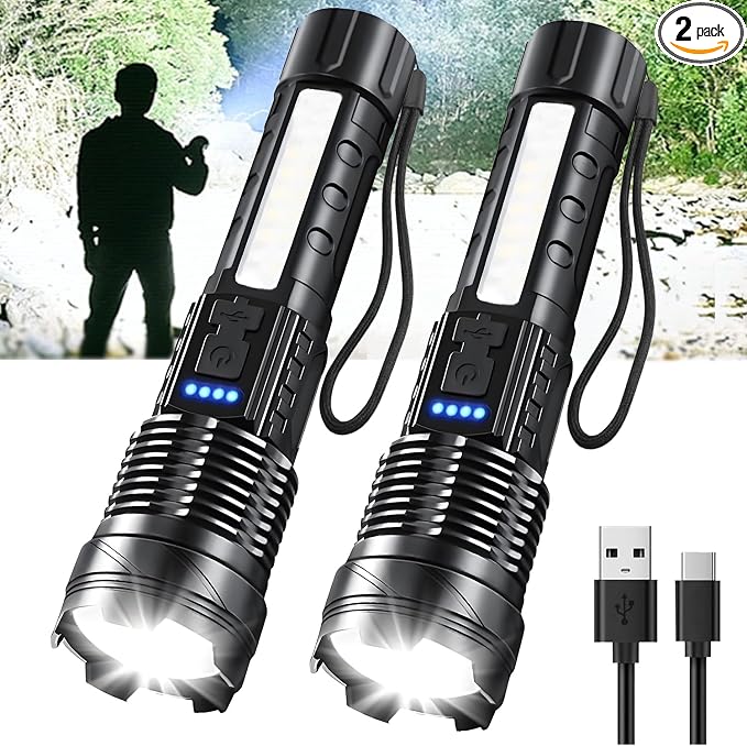 Rechargeable LED Flashlights, 000 Lumens Super Bright Handheld FlashLight by Queena