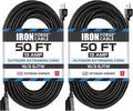 Iron Forge Cable 2 Pack 50 Ft Black Extension Cord, 50 Foot Extension Cord by IronForgeCable
