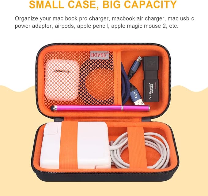 BOVKE PU Hard Travel Case for MacBook Air Pro Power Adapter Apple MagSafe 2 - Image 6