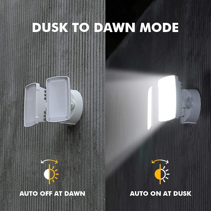 LUTEC LED 3500 Lumen 32W 5000K Integrated Dual-Head Flood Light Outdoor Dusk to - Image 2