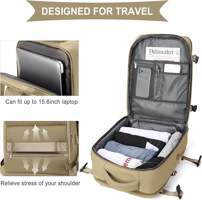 WONHOX Large Travel Backpack Carry on Flight Approved Laptop Work Business - Image 5