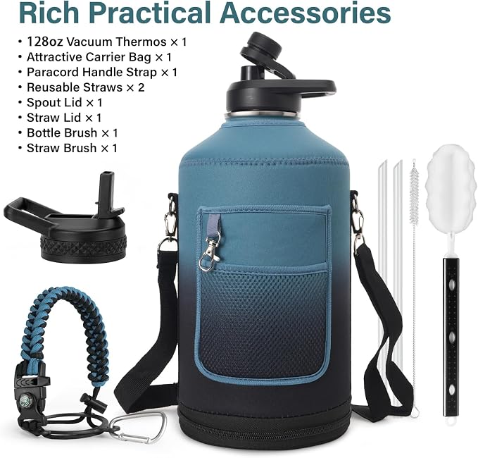DYSANKY 1 Gallon Insulated Water Bottle | Upgraded Thickened Stainless Steel - Image 2