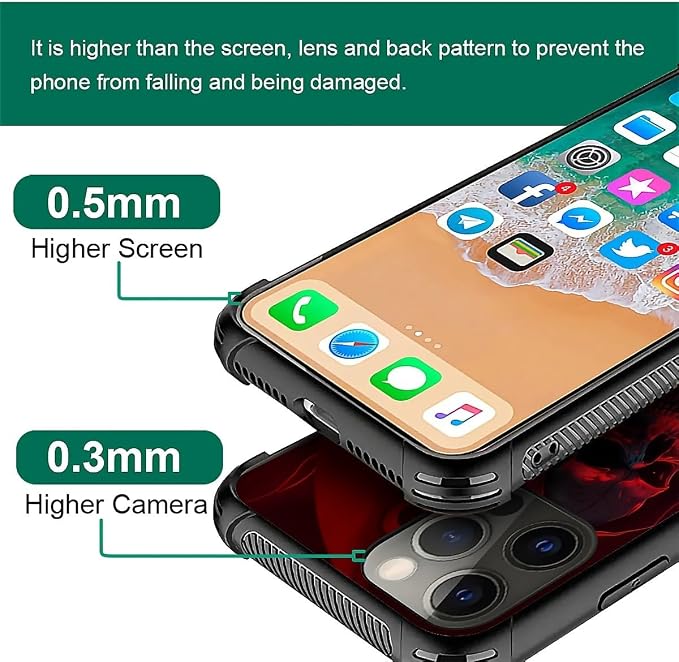 for iPhone 11 Pro Max Case, Gestures Funny Skull Pattern Graphic Design Girl - Image 5