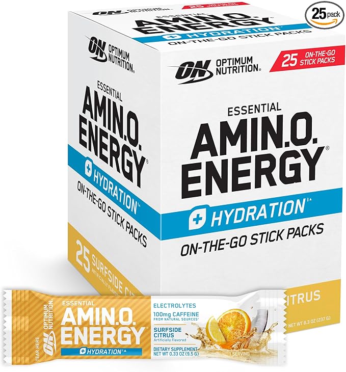 Optimum Nutrition Amino Energy Plus Hydration Packets, On-The-Go Caffiene Stick by OPTIMUMNUTRITION