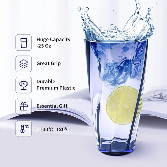 Unbreakable Plastic Cups Plastic Highball Drinking Glasses Tumbler, Large Water - Image 3