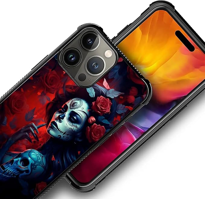 for iPhone 16 Pro Max Case, Skull Lady Rose Pattern Graphic Design Girl Boy - Image 2