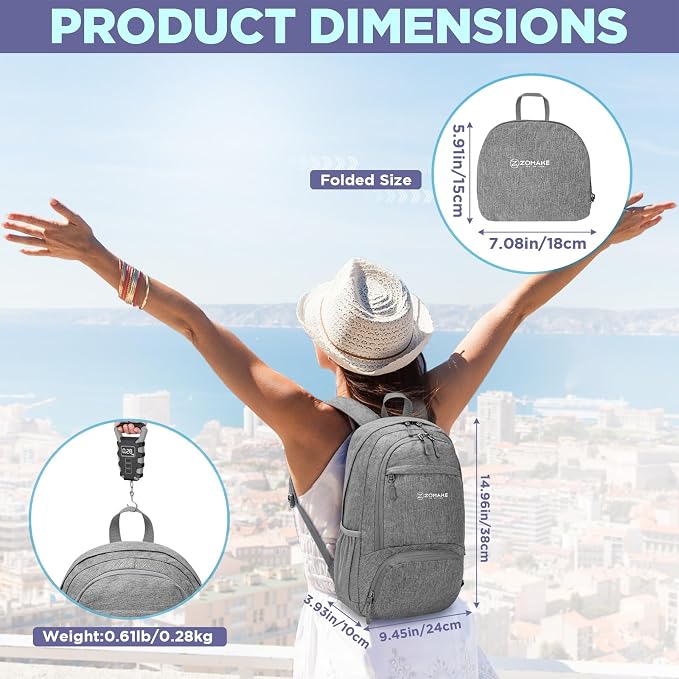 ZOMAKE Ultra Lightweight Packable Backpack 20L, Small Foldable Backpacks Hiking - Image 2