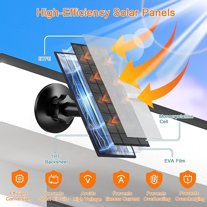 Zivif Solar Panel for Security Camera, 7W Solar Charger - Image 5