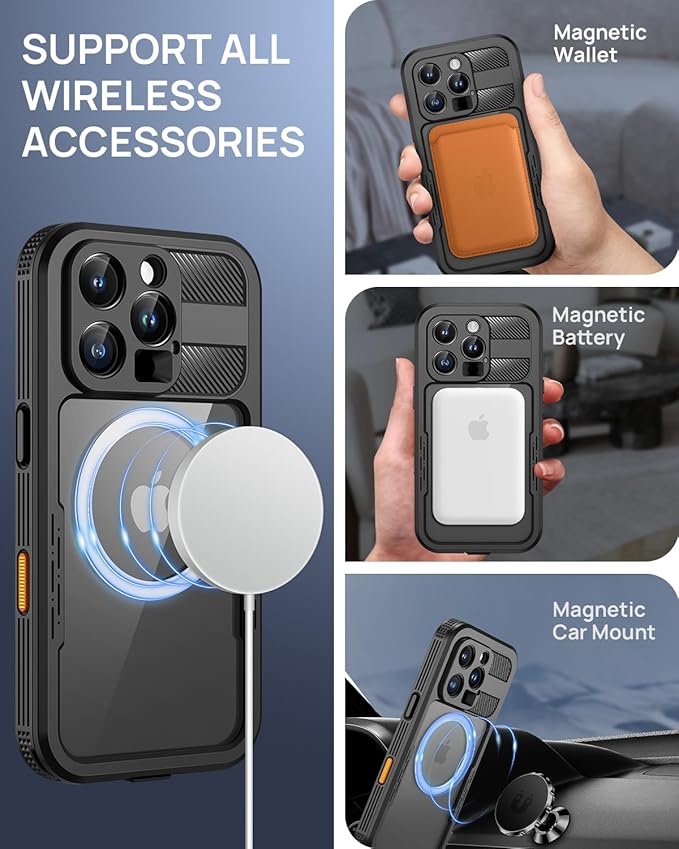 Lanhiem Magnetic for iPhone 16 Pro Case, IP68 Waterproof Dustproof Case - Image 4