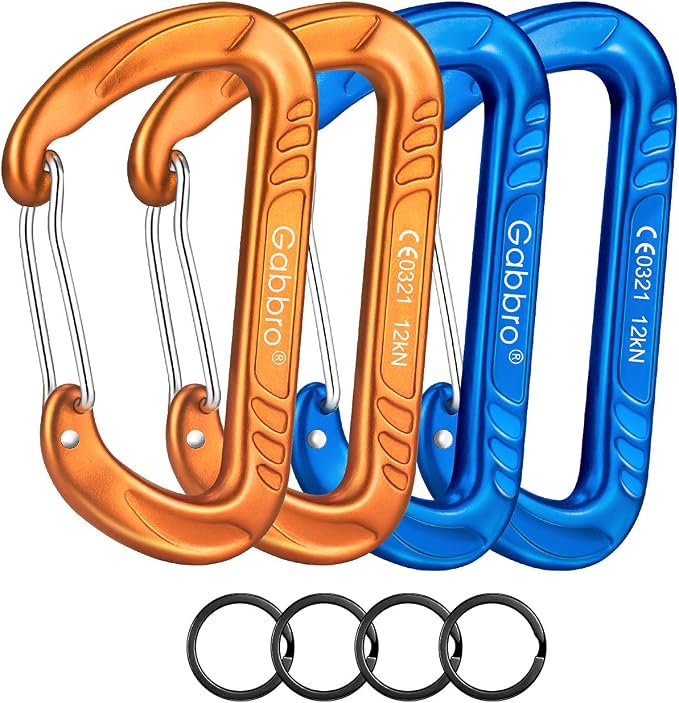 Gabbro Carabiner Clips Heavy Duty 12kN, Wiregate Aluminum Lightweight Caribeener by Gabbro