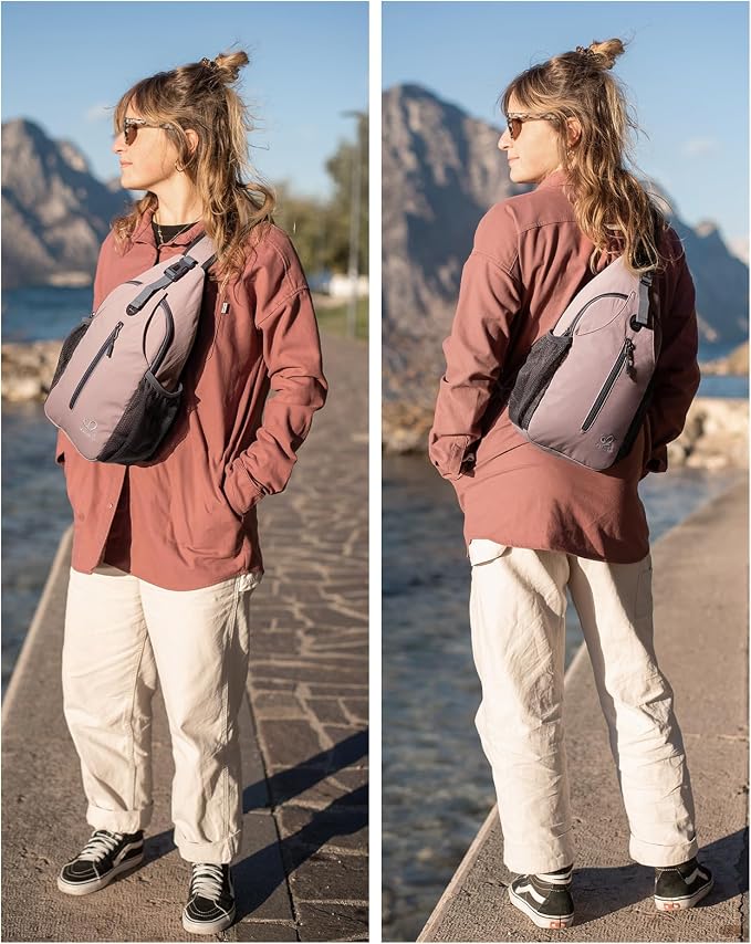 WATERFLY Crossbody Sling Backpack Sling Bag Travel Hiking Chest Bag Daypack - Image 2